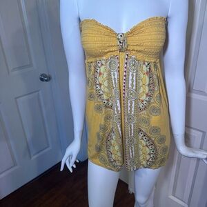 American Rag Yellow Boho Strapless Top